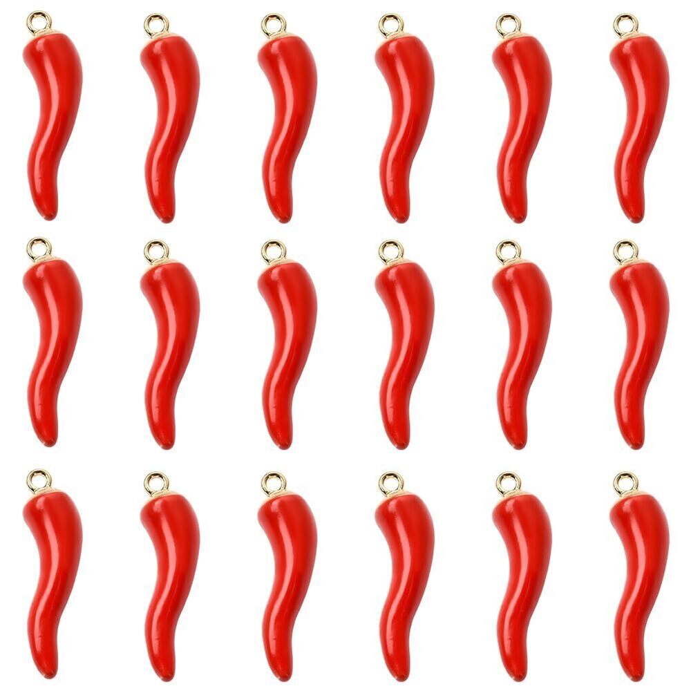 8061 1 Box 20Pcs Red Chili Pepper Charms Hot Pepper Charms Metal Enamel 3D